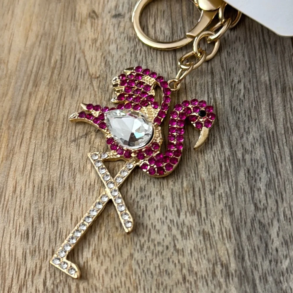 Mint Gold and Pink Flamingo Bag Charm/Key Holder NEW